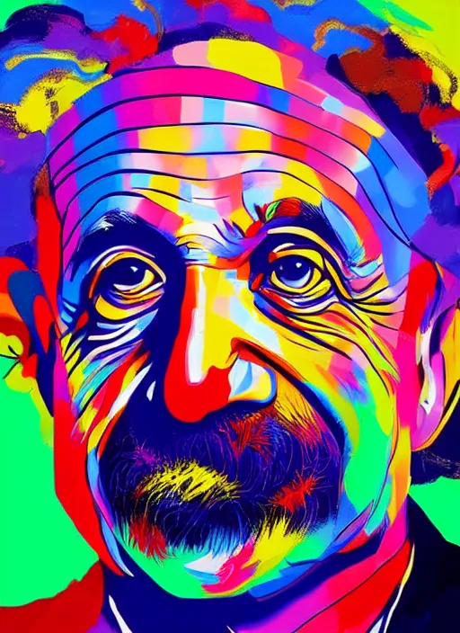 Image similar to portrait of albert einstein, vivid, intricate, highly detailed, smooth, digital illustration by francoise nielly