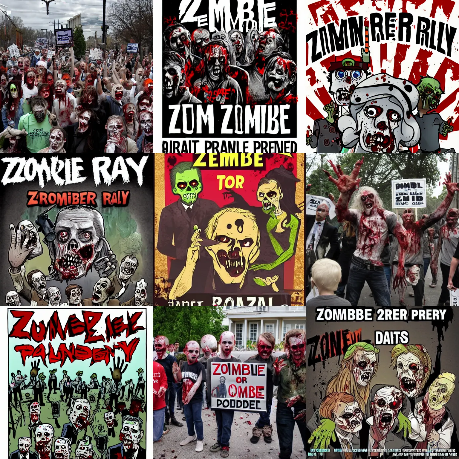 Prompt: zombie rally for zombie president