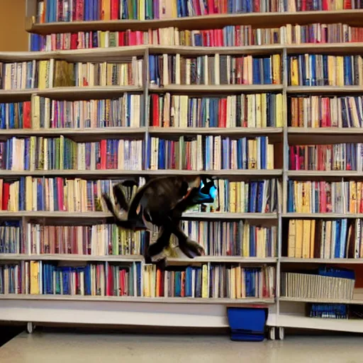 Image similar to monkeys moving into a college dorm stacking books on shelves