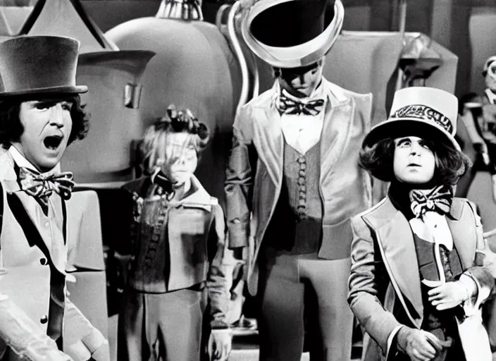 Image similar to film still of Ryan Reynolds as Willy Wonka in Willy Wonka and the Chocolate Factory 1971