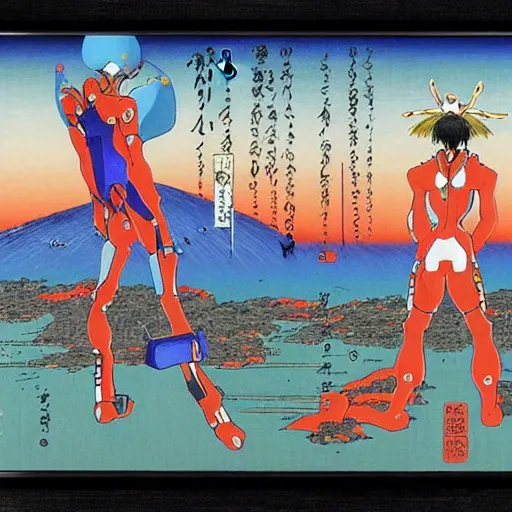 Prompt: neon genesis evangelion, by ando hiroshige, detailed