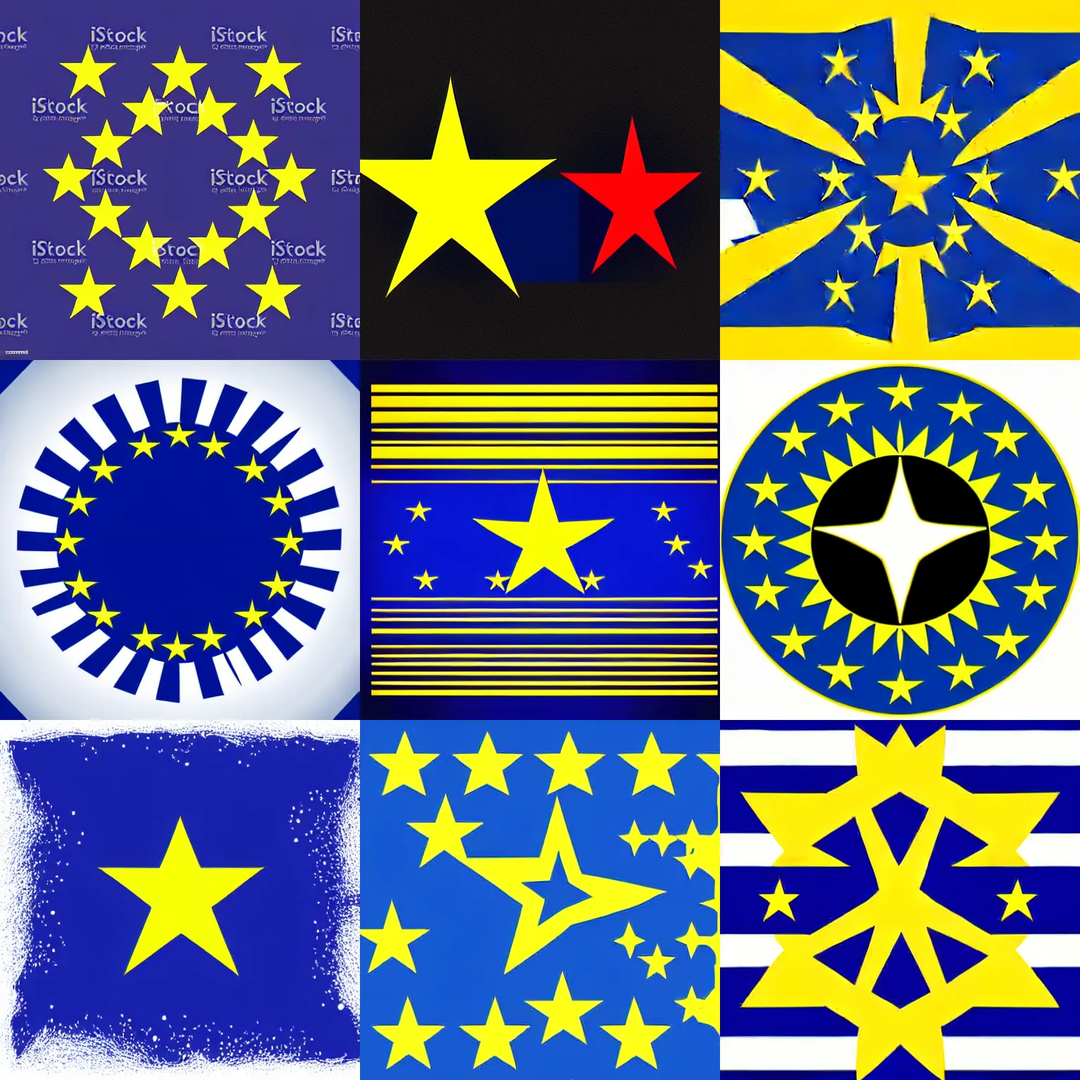 Prompt: european flag epic stars, logo, vector art, minimalism