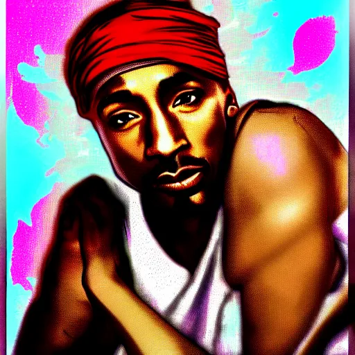 Image similar to Tupac Shakur, screenshot from a 2012s anime, digital art