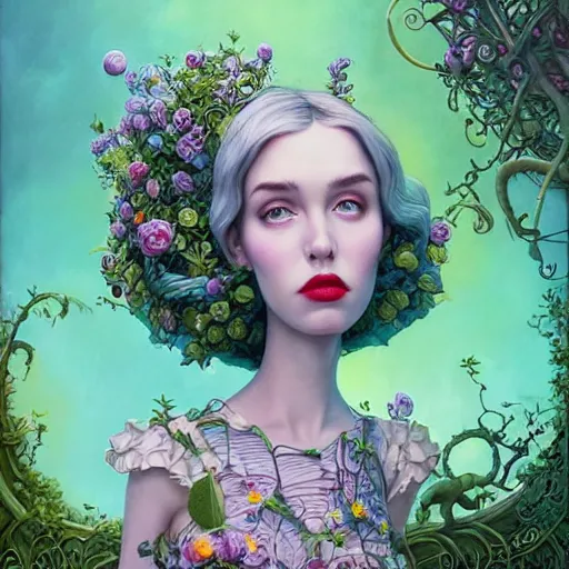 Image similar to !dream Lofi portrait in garden, Pixar style by Joe Fenton and Stanley Artgerm and Tom Bagshaw and Tim Burton