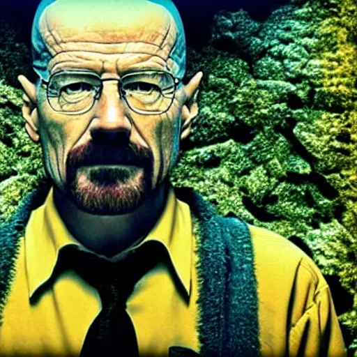 Image similar to walter white in a castle underwater, photo, deep sea, colorful