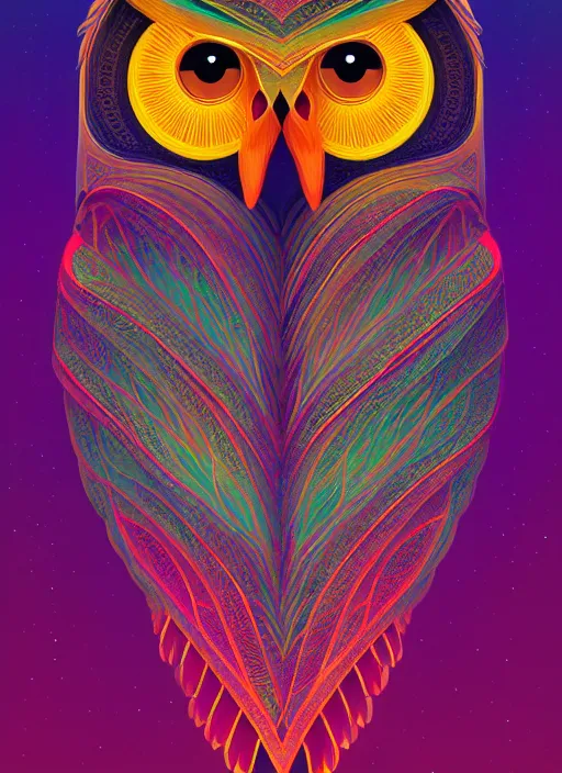 Image similar to symmetry!! product render poster vivid colors divine proportion owl, divine, glowing fog intricate, elegant, highly detailed, digital painting, artstation, concept art, smooth, sharp focus, illustration,