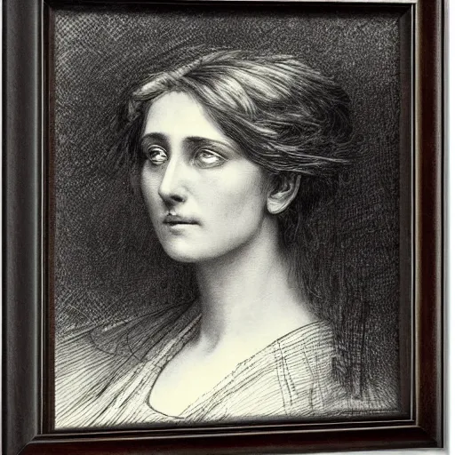 Image similar to realistic portrait of a victorian woman, illustration by Gustave Doré