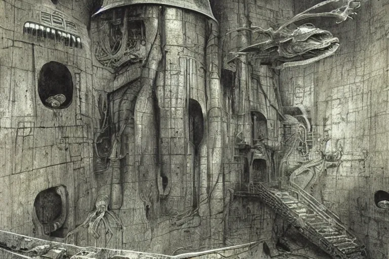 Image similar to salusa cecundus prison planet house corrino homeworld, by giger, dore, beksinski, retro sci - fi movie, highly detailed, photorealistic, 1 9 0 0 s photo