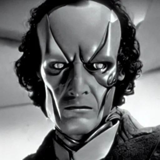 Image similar to movie still of a villain cyborg, facial expression, cinematic composition, cinematic light, by edgar allan poe and issac asimov