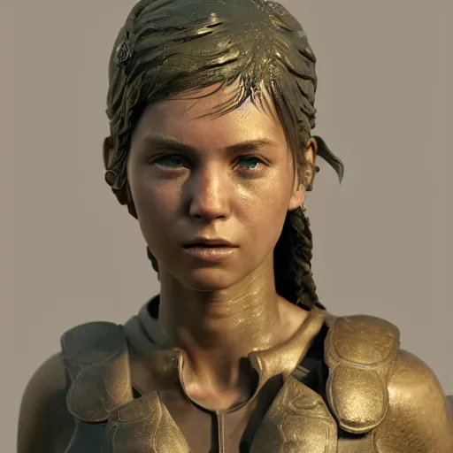 Prompt: portrait of girl in combat, bronze statue, 8 k uhd, unreal engine, octane render in the artstyle of finnian macmanus, john park and greg rutkowski