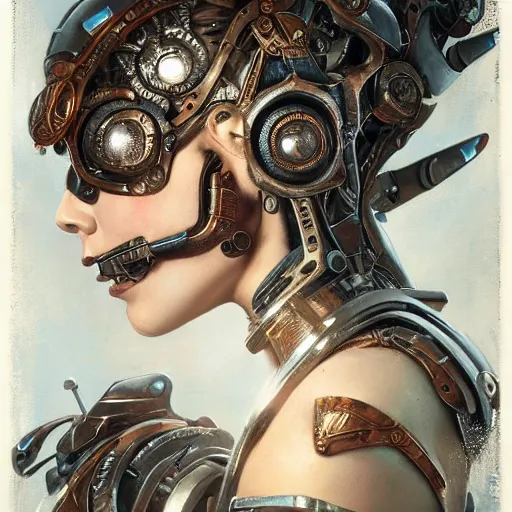 Prompt: ultra realist soft painting of a single attractive cyborg female sillicon skin cyborg armored, curiosities carnival, symmetry accurate features, very intricate details, focus, curvy, artstyle Hiraku Tanaka and Tom Bagshaw, award winning