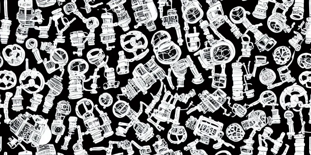 Image similar to seamless pattern showing microscopes. black and white, drawing, white background, seamless, ornament.