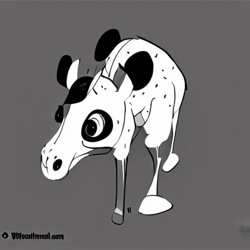 Image similar to drawing from 1 9 2 0's disney animation, white paper, black & white, panda giraffe