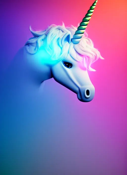 Image similar to unicorn wearing vr headset, vr headset in techno background, soft gradient texture, realistic 3 d render, high lights, 4 k, high detailed photography, 5 0 mm lens, rich vivid colors, smooth gradients, depth of field, cinematic, hyper realism, high detail, octane render, unreal engine, 8 k