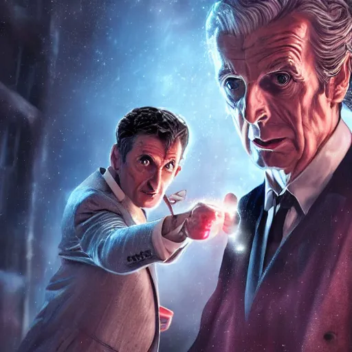 Prompt: doctor who fighting with godfather, highly detailed, digital art, cinematic lighting, illustration, 4 k