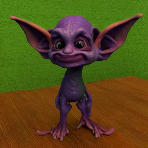 Prompt: poorly rendered 3 d adorable goblin