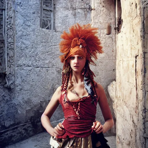 Image similar to Beautiful 18th Century Barbary Coast pirate female models with Ginger hair and Golden hooped earrings photography by Steve McCurry