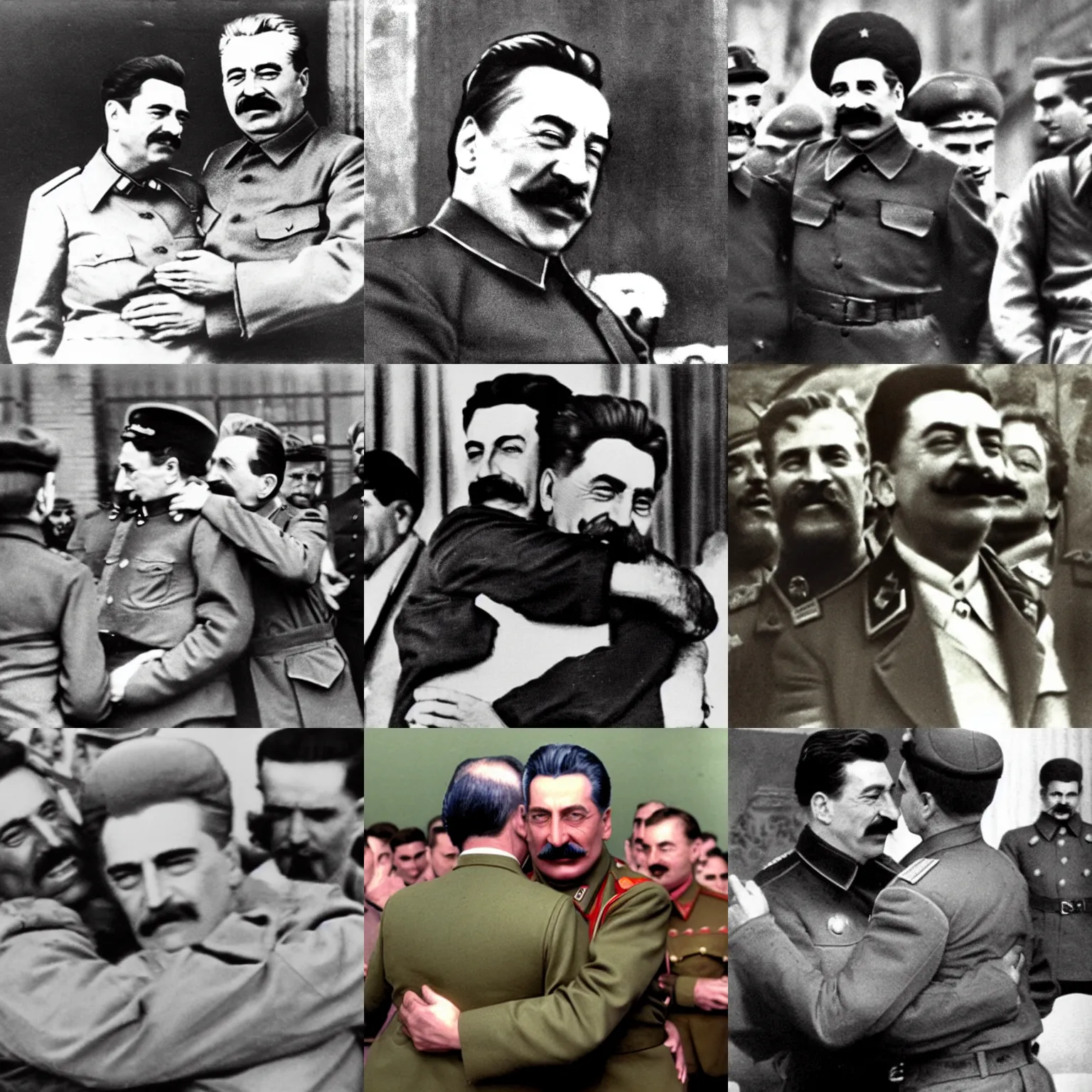 Prompt: stalin hugging telegram group admin