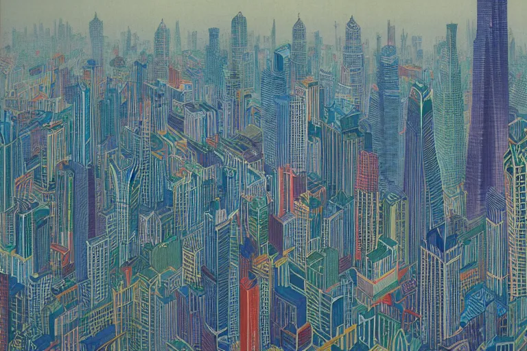 Prompt: the city skyline of shanghai by tomma abts.