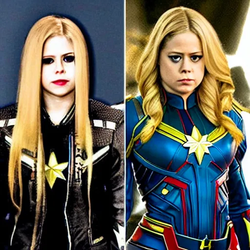 Image similar to Avril Lavigne as Captain Marvel