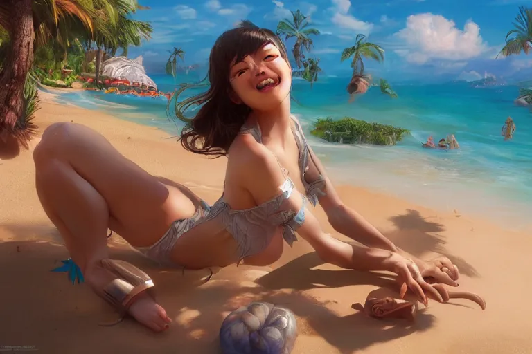 Prompt: fun in the sun, made by Stanley Artgerm Lau, WLOP, Rossdraws, ArtStation, CGSociety, concept art, cgsociety, octane render, trending on artstation, artstationHD, artstationHQ, unreal engine, 4k, 8k,