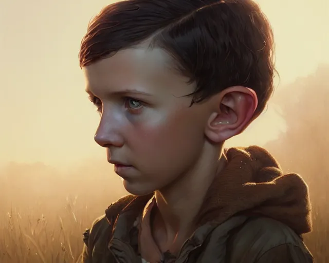 Image similar to highly detailed portrait of millie bobby brown, in the walking dead, stephen bliss, unreal engine, fantasy art by greg rutkowski, loish, rhads, ferdinand knab, makoto shinkai and lois van baarle, ilya kuvshinov, rossdraws, tom bagshaw, global illumination, radiant light, detailed and intricate environment