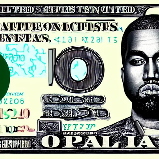 Image similar to “U.S 100 dollar bill with Kanye West as the face”