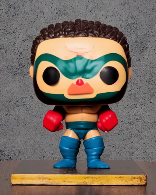 Image similar to luchador wrestler Funko Pop. Photographic, photography