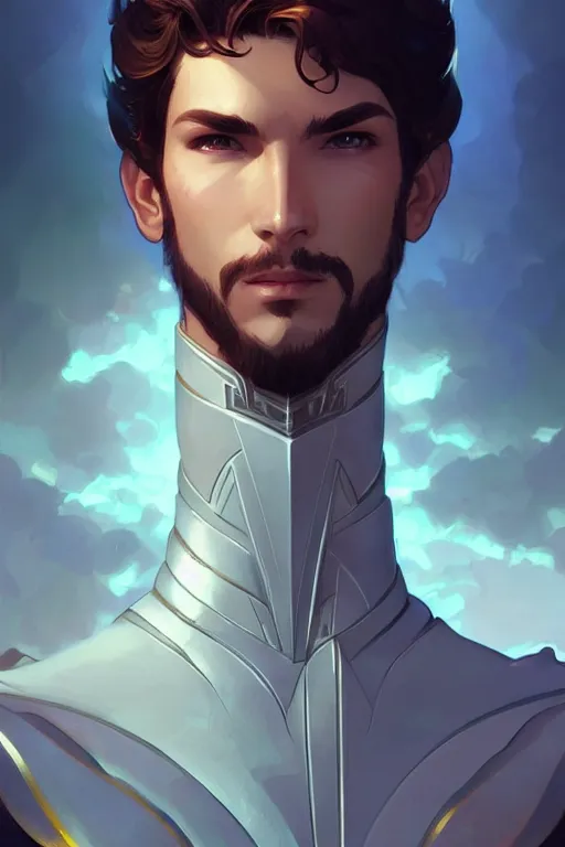 Image similar to A beautiful male paladin, highly detailed, digital painting, artstation, concept art, smooth, sharp focus, illustration, art by artgerm and alphonse mucha, high definition digital art, in the style of Ross tran and ilya kuvshinov