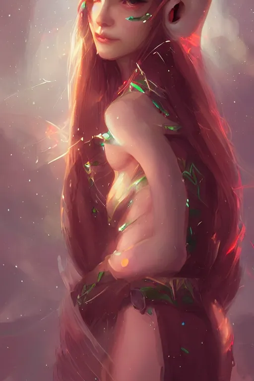 Prompt: a beautiful elf woman by wlop and ross tran