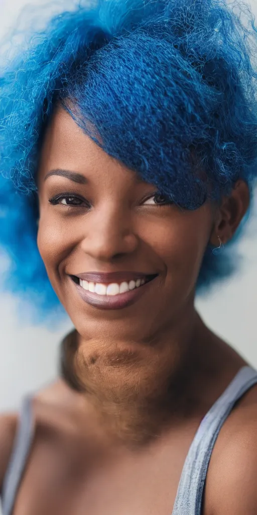 picture of a single black woman with blue hair smiling | Stable ...