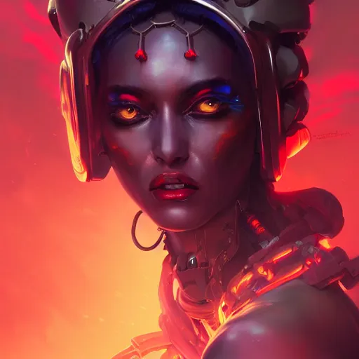 Prompt: portrait of a cybernetic queen of the damned, cyberpunk concept art by pete mohrbacher and artgerm and wlop and greg rutkowski and deathburger, digital art, highly detailed, intricate, sci-fi, sharp focus, Trending on Artstation HQ, deviantart, unreal engine 5, 4K UHD image