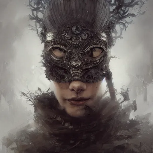 Prompt: Very very very very highly detailed epic photo of face with venetian mask, intricate, dystopian, sci-fi, extremely detailed, digital painting, artstation, concept art, smooth, sharp focus, illustration, intimidating lighting, incredible art by Jakub Rozalski and Artgerm and Anton Pieck