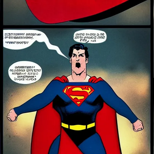 Prompt: Superman yelling< evil