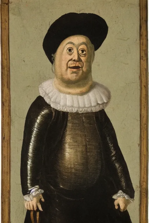 Image similar to A 17th Century painting of Slimer, full body portrait