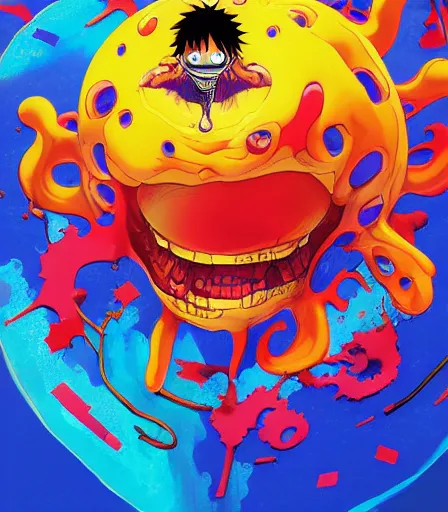 Image similar to One Piece by Alex Pardee and Nekro and Petros Afshar, and James McDermott,unstirred paint, vivid color, cgsociety 4K