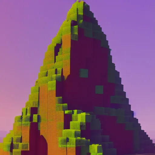 Image similar to voxel art of giant floating triangular monolith in valley by james gilleard and madmaraca, textured, detailed, beautiful, 8 k wallpaper