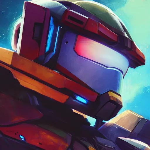 Image similar to portrait of stunning master chief gundam pilot, with an intricate, detailed, urban inspired hiphop afro futuristic helmet, vector behance hd jesper ejsing, rhads, makoto shinkai, lois van baarle, ilya kuvshinov, rossdraws, hd, 3 2 k, ilya kuvshinov, gustav klimt