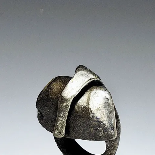 Image similar to a ring made of cast metal designed by leonora carrington