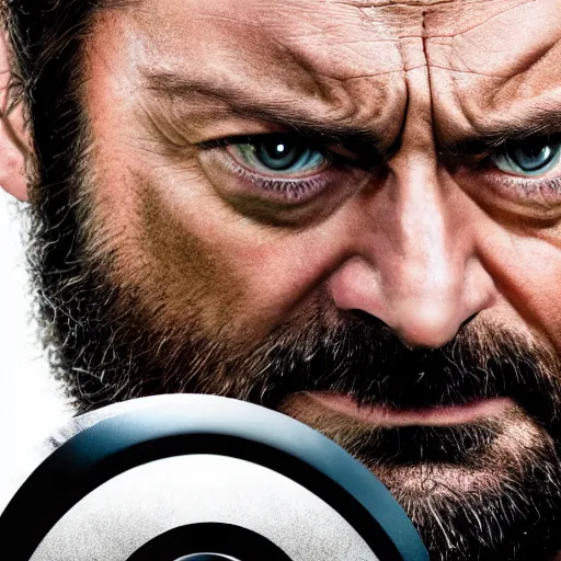 Image similar to portrait of x - men's wolverine played by nick offerman, photorealistic logan marvel movie still, detailed 8 k, poster style, high resolution