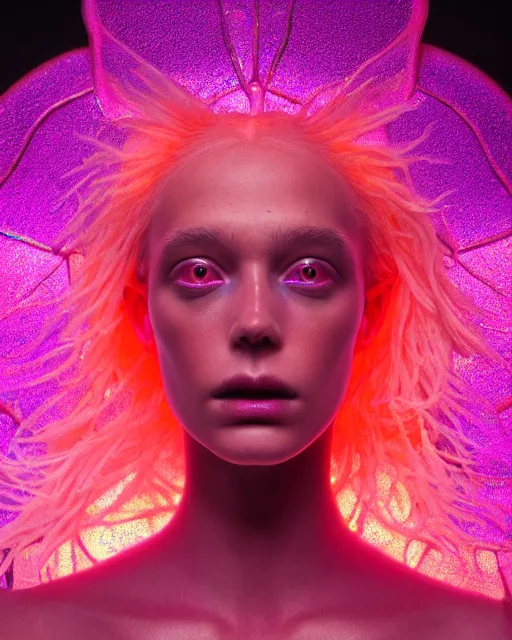 Prompt: hyperrealist highly intricate neo-gothic pink iridescent exoskeleton beautiful goddess concept art pascal blanche key sage dramatic orange lighting 8k high angle shallow depth of field