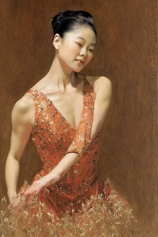 Prompt: portrait of an asian prima ballerina, by donato giancola and berthold woltze.
