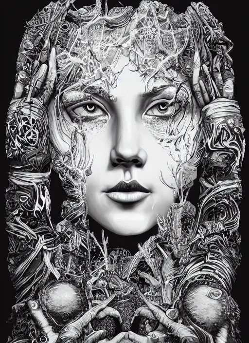 Image similar to Hel goddess painting by Dan Hillier, trending on artstation, artstationHD, artstationHQ, 4k, 8k