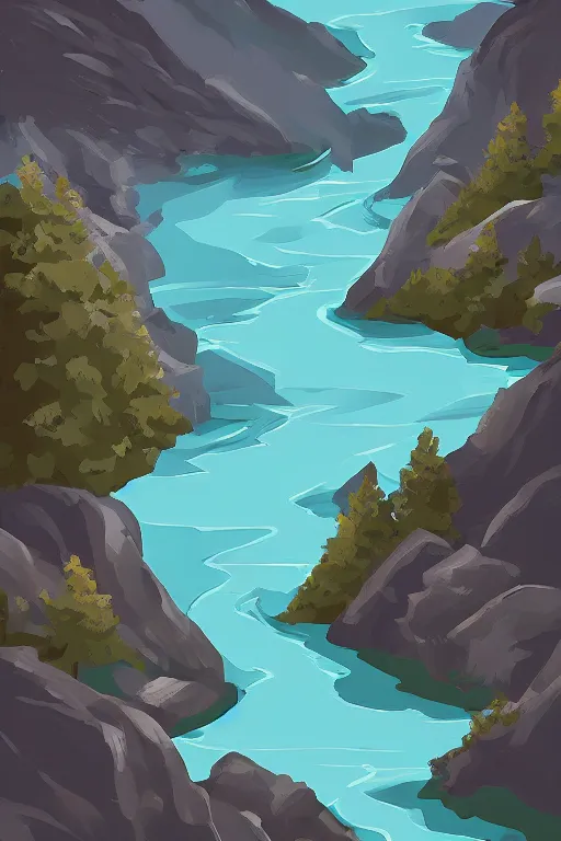 Image similar to mountaintop river flat illustration trending on artstation