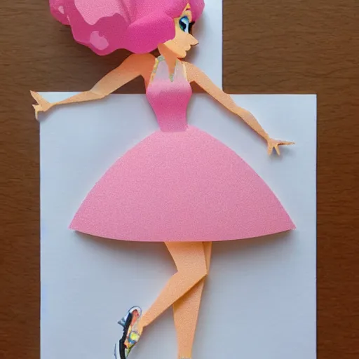 Image similar to a paper model of princess peach, paper modeling art.