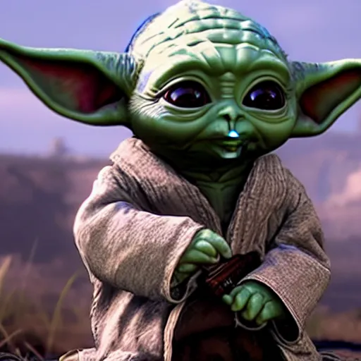 Image similar to baby yoda in red dead redemption 2