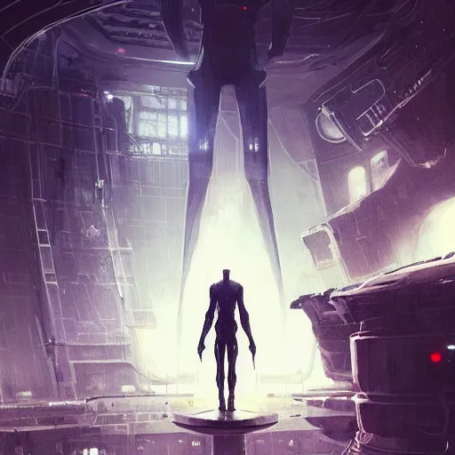 Prompt: concept art by greg rutkowski, a tall and slender man preparing to activate the ship's self - destruct sequence, claustrophobic and futuristic environment, scifi, detailed and intricate environment, high technology, highly detailed portrait, digital painting, artstation, concept art, smooth, sharp foccus ilustration, artstation hq.