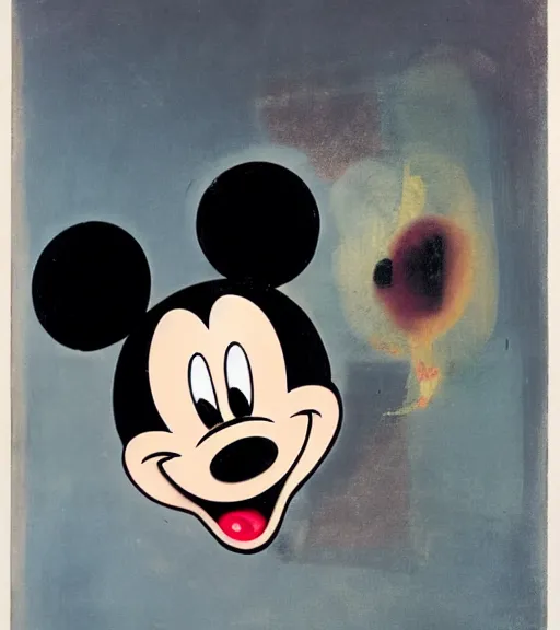 Image similar to sad mickey mouse portrait painted by francis bacon s - w 5 7 6