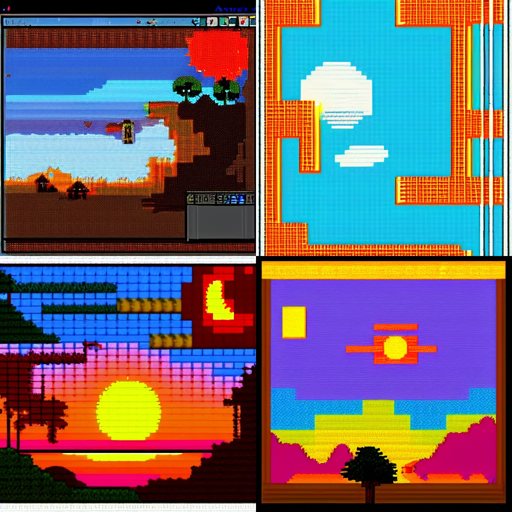 Prompt: pixelart sunset, # pixelart, trending on artstation,