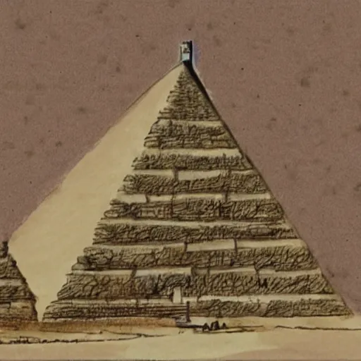 Image similar to drawing depicting how the ancient Egyptian pyramid was built